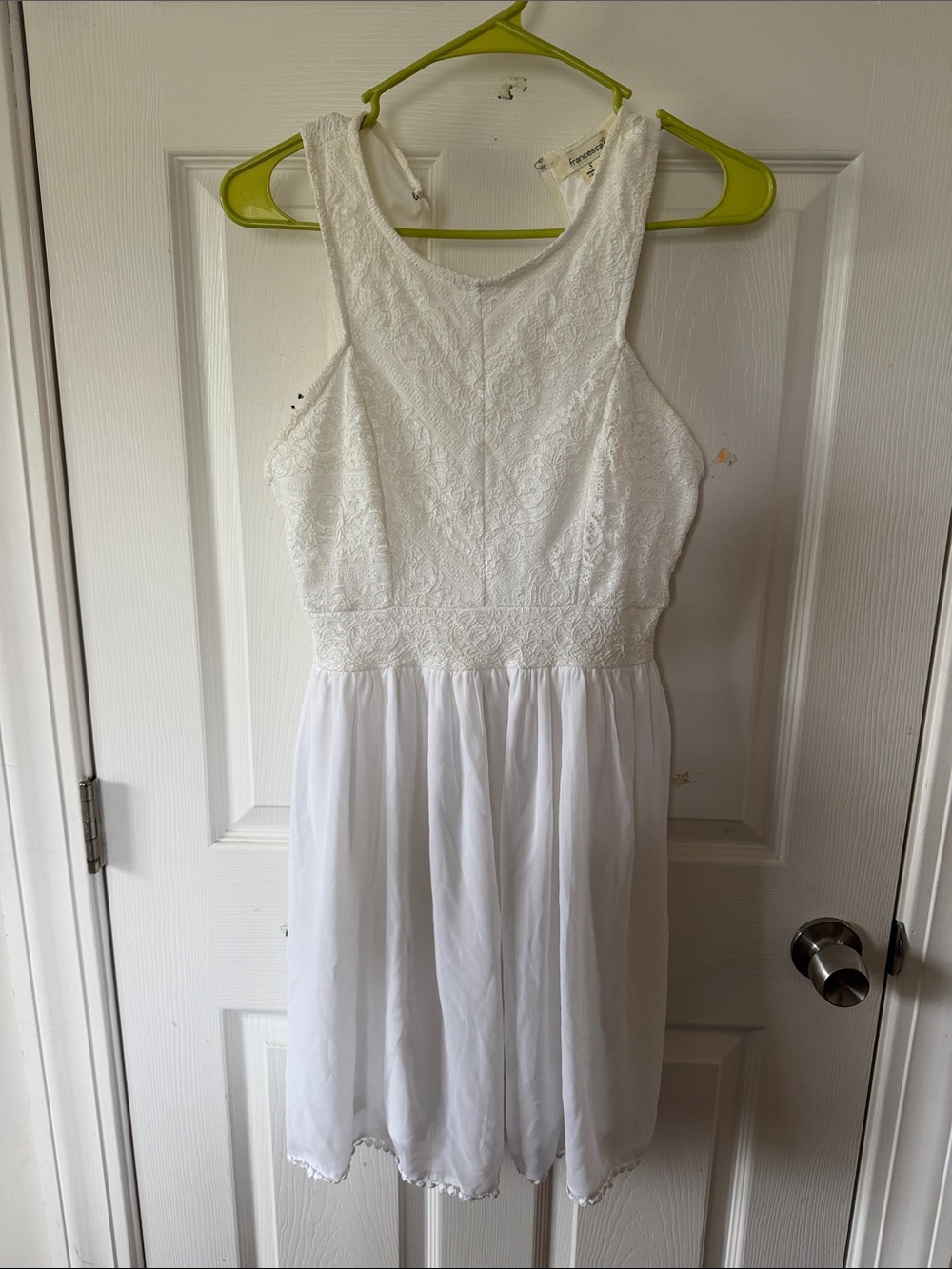 Francesca's Collections White Lace Halter Dress